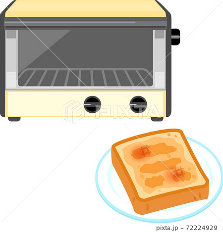 オーブントースターとトーストのイラスト素材