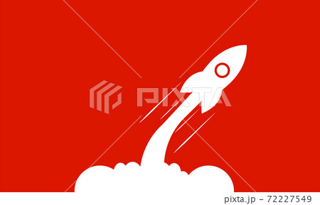 White rocket launch isolated on red background. Minimalistic background design. Startup launch rockets vector illustration 72227549