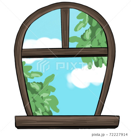 窓から外の景色のイラスト素材