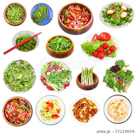 set of various vegetable salads isolated set of various vegetable salads isolated 72229054
