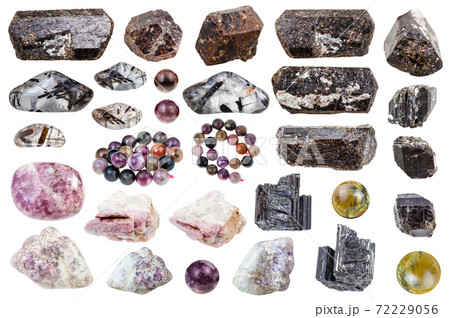 collection of various Tourmaline rocks isolated collection of various Tourmaline rocks isolated 72229056