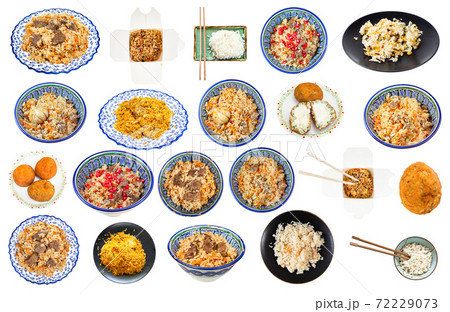 collection of various dishes from rice isolated collection of various dishes from rice isolated 72229073