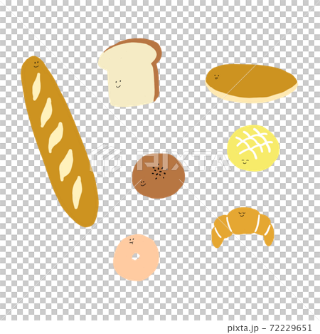 いろんなパン 顔つきのイラスト素材