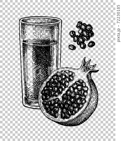Ink sketch of pomegranate juice. Ink sketch of pomegranate juice. 72230185