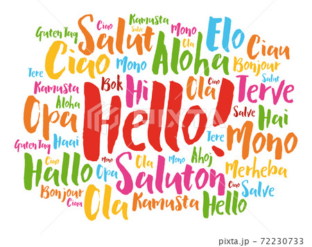 Hello word cloud in different languages of the world 72230733