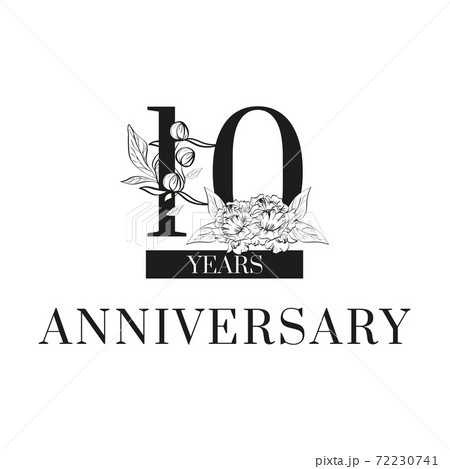 Inscription Tenth Anniversary decorated with peony 72230741