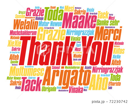 Thank You word cloud in different languages, concept 72230742