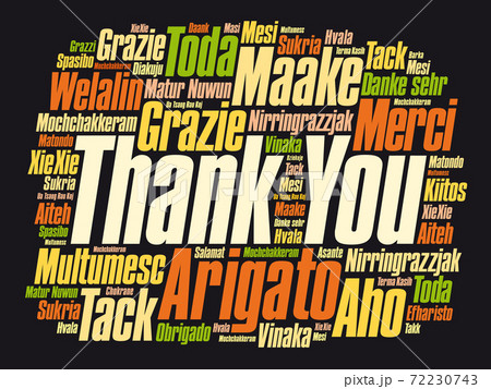 Thank You word cloud in different languages, concept 72230743