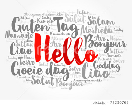 Hello word cloud in different languages of the world 72230765
