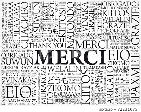 Merci (Thank You in French) Word Cloud background Merci (Thank You in French) Word Cloud background 72231075