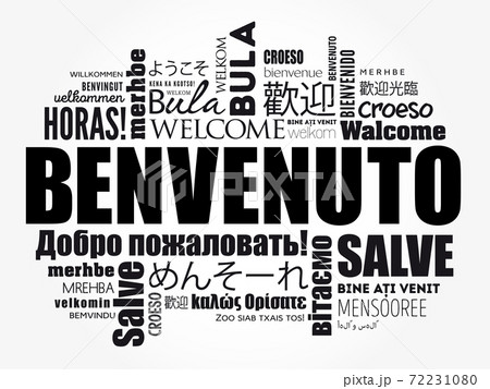 Benvenuto (Welcome in Italian) word cloud in different languages 72231080