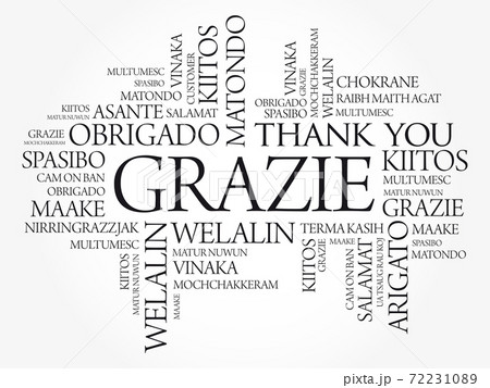 Grazie (Thank You in Italian) word cloud background 72231089