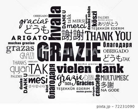 Grazie (Thank You in Italian) word cloud background 72231090