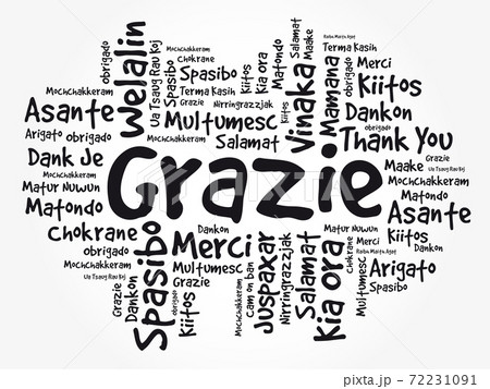 Grazie (Thank You in Italian) word cloud background 72231091