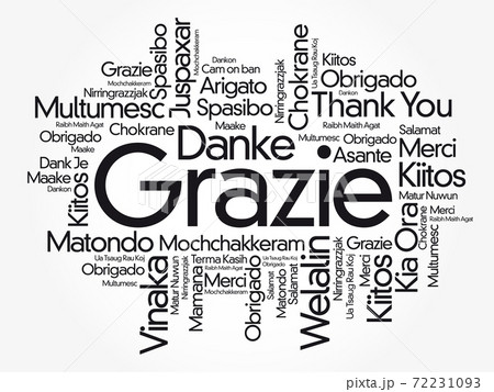 Grazie (Thank You in Italian) word cloud background 72231093