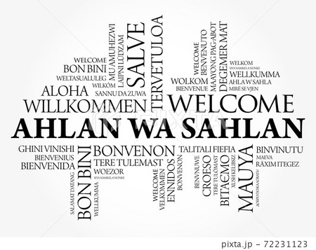 Ahlan Wa Sahlan (Welcome in Arabic) word cloud concept 72231123