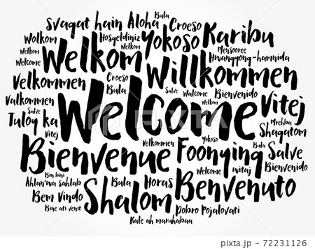 WELCOME word cloud in different languages, concept WELCOME word cloud in different languages, concept 72231126