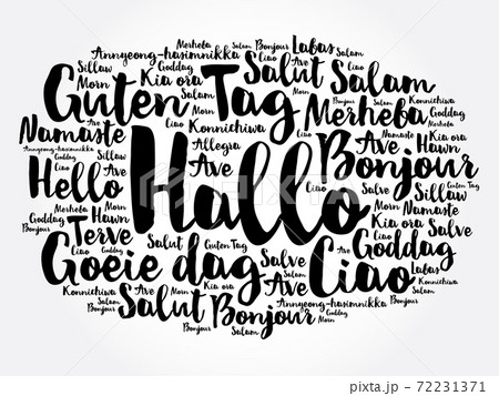 Hallo (Hello Greeting in German) word cloud in different languages 72231371