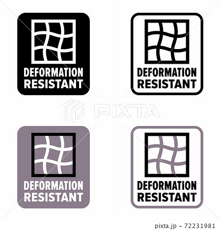 "Deformation resistant" capability of materials, objects, fabrics information sign "Deformation resistant" capability of materials, objects, fabrics information sign 72231981