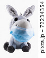 A donkey in a medical mask. Soft toy on a white background. Isolate. 72234354