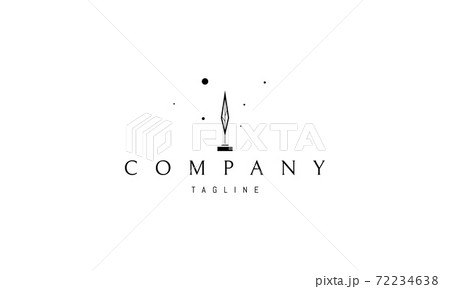 Vector logo on which an abstract image of a feather and inkwell. Vector logo on which an abstract image of a feather and inkwell. 72234638