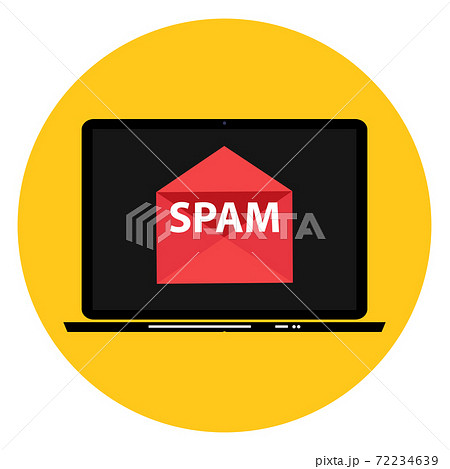 Envelope with spam. Spam Email Warning Window On Laptop Screen. Vector Illustration 72234639