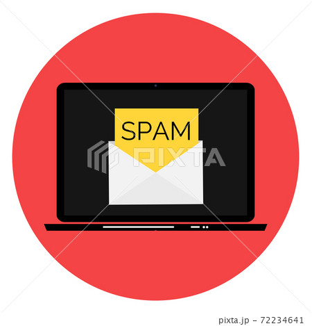 Envelope with spam. Spam Email Warning Window On Laptop Screen. Vector Illustration. Envelope with spam. Spam Email Warning Window On Laptop Screen. Vector Illustration. 72234641