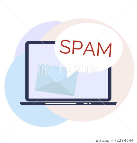 Envelope with spam. Spam Email Warning Window On Laptop Screen. Vector Illustration EPS10 Envelope with spam. Spam Email Warning Window On Laptop Screen. Vector Illustration EPS10 72234644