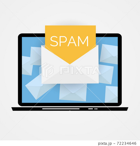 Envelope with spam. Spam Email Warning Window On Laptop Screen. Vector Illustration EPS10 Envelope with spam. Spam Email Warning Window On Laptop Screen. Vector Illustration EPS10 72234646