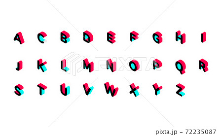 Creative style isometry Tik Tok 3d alphabet letters isolated on white background.Vector illustration 72235087