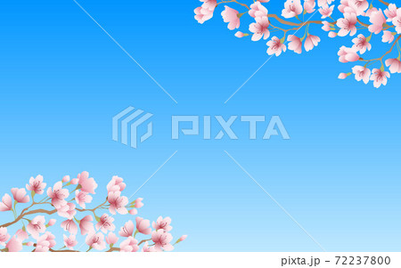 桜 花びら 満開 ピンク 空 背景素材 イラストのイラスト素材