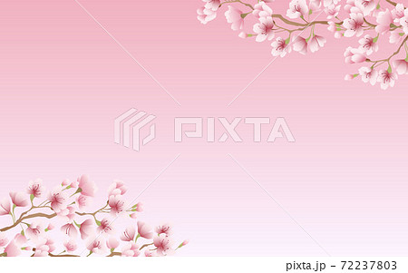 桜 花びら 満開 ピンク 空 背景素材 イラストのイラスト素材