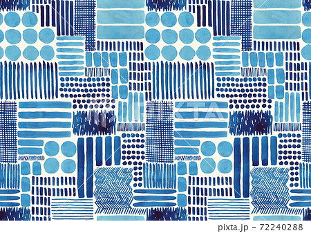 点と線 水彩画シームレスパターン テキスタイルのイラスト素材