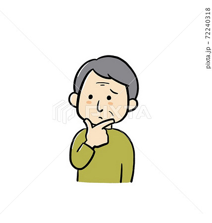物事について悩むシニア男性のイラスト 物事について悩むシニア男性のイラスト 72240318