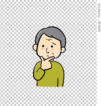 物事について悩むシニア男性のイラスト 物事について悩むシニア男性のイラスト 72240318