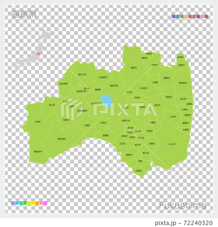 Map of Fukushima Prefecture, Fukushima, municipalities (municipalities, divisions) 72240320
