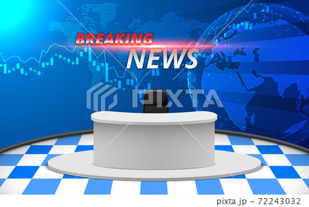 white table with breaking news on led screen background in the news studio room white table with breaking news on led screen background in the news studio room 72243032