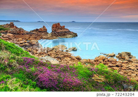 Atlantic ocean coast in Brittany region,Ploumanach,France,Europe 72243204