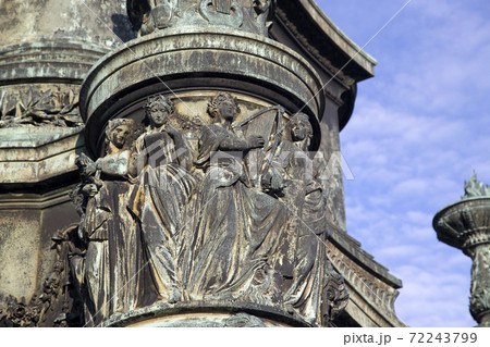 Fragment of the Monument of King Johann of Saxony on Theater Square in Dresden 72243799