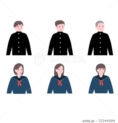 制服をきた学生男の子女の子イラスト素材 制服をきた学生男の子女の子イラスト素材 72244304