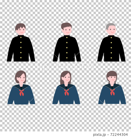 制服をきた学生男の子女の子イラスト素材 制服をきた学生男の子女の子イラスト素材 72244304