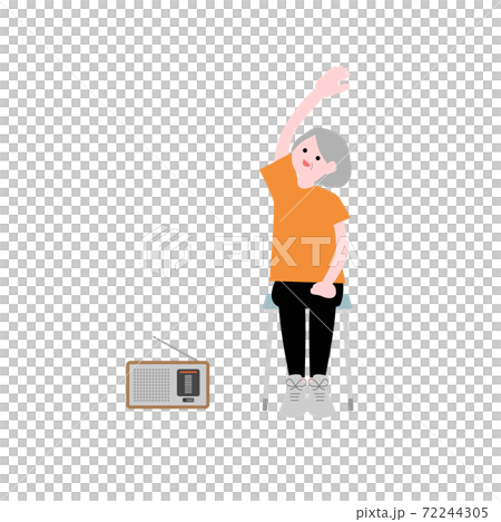 座ってラジオ体操をする年配の方イラスト素材 座ってラジオ体操をする年配の方イラスト素材 72244305