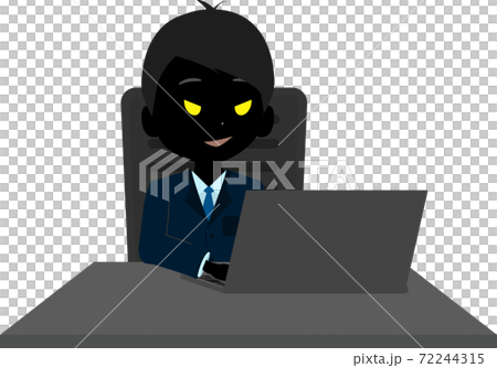 パソコンをする悪い人のイラスト 72244315