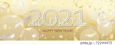 2021年　キラキラした金銀の紙吹雪やテープ　輝く背景 72244475