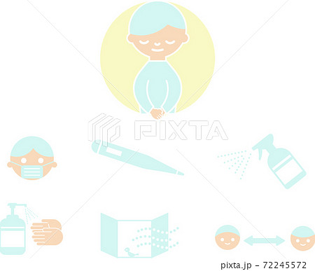 コロナ 衛生対策イラストセットのイラスト素材