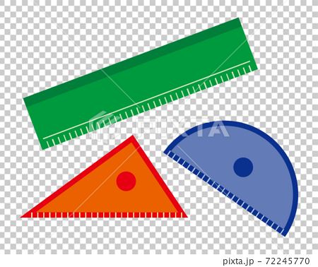 定規のベクターイラスト 物差し 分度器 三角定規のイラスト素材