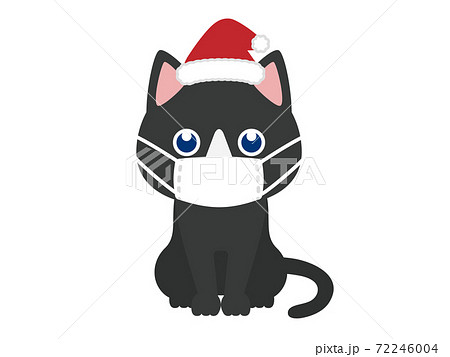 マスクのペット猫 クリスマスのイラスト素材