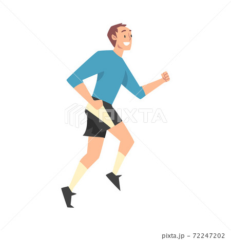 Smiling Man in Sportswear Jogging or Running, Sports Competition, Outdoor Morning Workout, Healthy Active Lifestyle Cartoon Style Vector Illustration 72247202