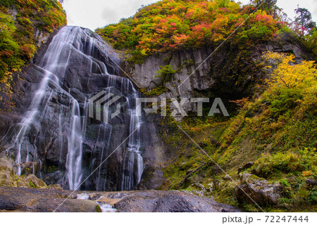 日本の滝100選　安の滝の紅葉 72247444