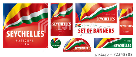 Vector set of banners with the national flag of the Seychelles 72248388
